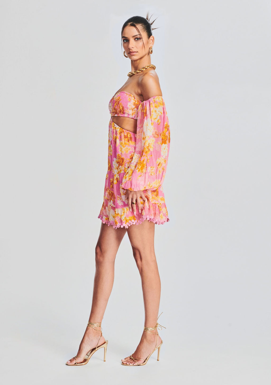 Auril Pink Short Dress by Hemant & Nandita in Pink, product image 3