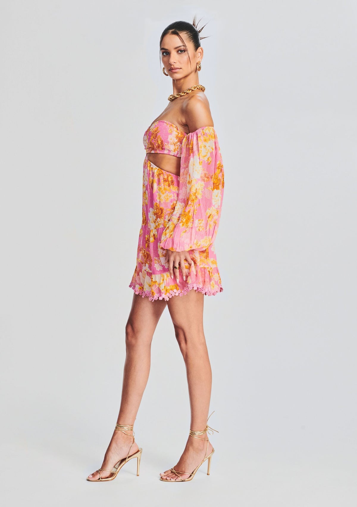 Auril Pink Short Dress by Hemant & Nandita in Pink, product image 3