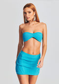 Capri Bandage Knit Bra by retrofête in Aqua Blue, product image 1