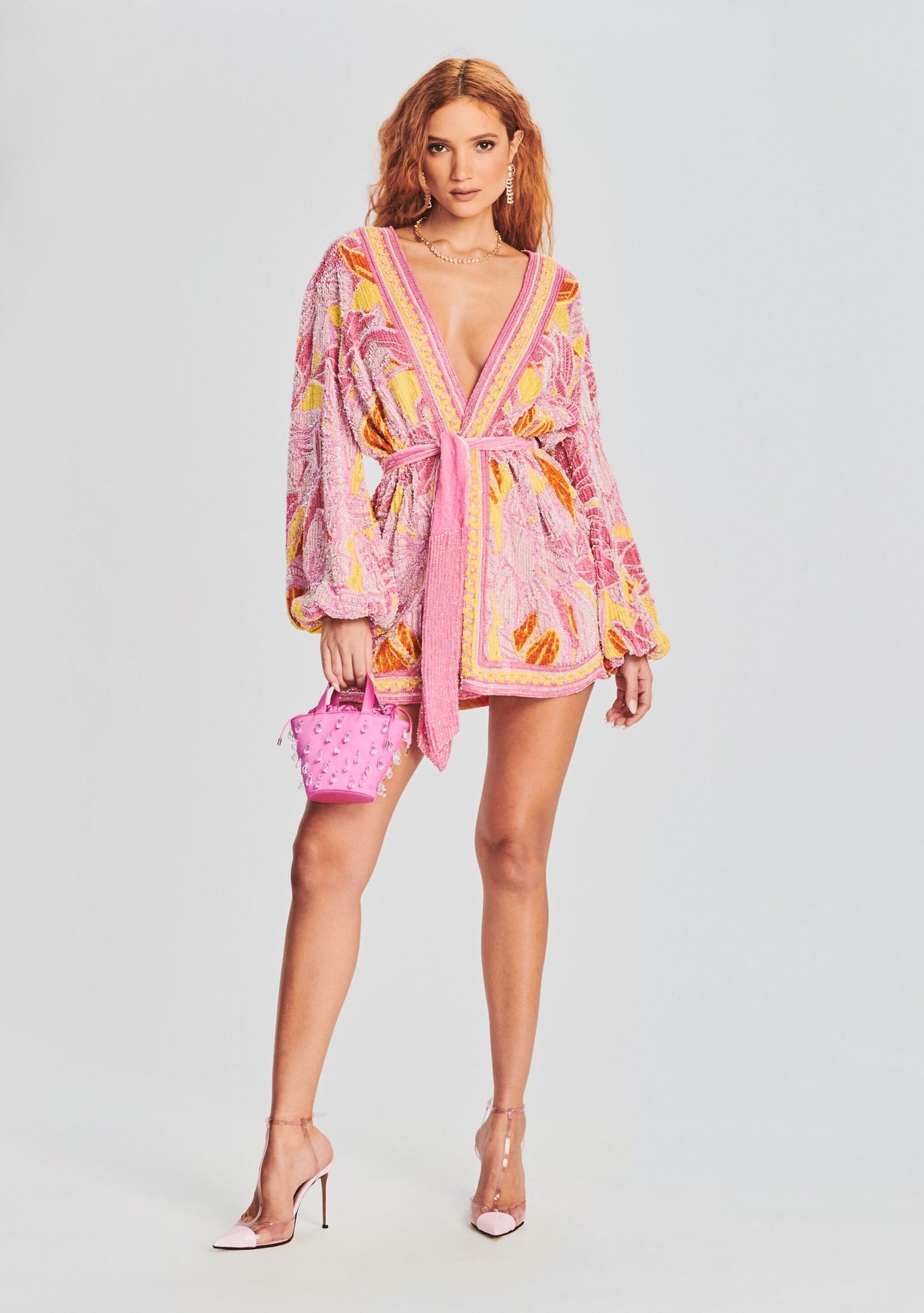 Gabrielle Sequin Floral Robe by retrofête in Botanical Floral, product image 1