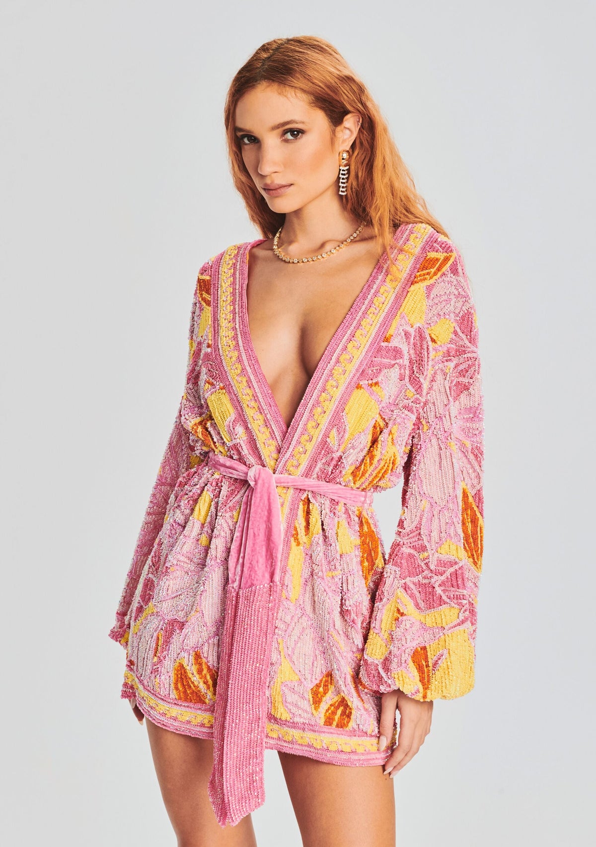 Gabrielle Sequin Floral Robe by retrofête in Botanical Floral, product image 5