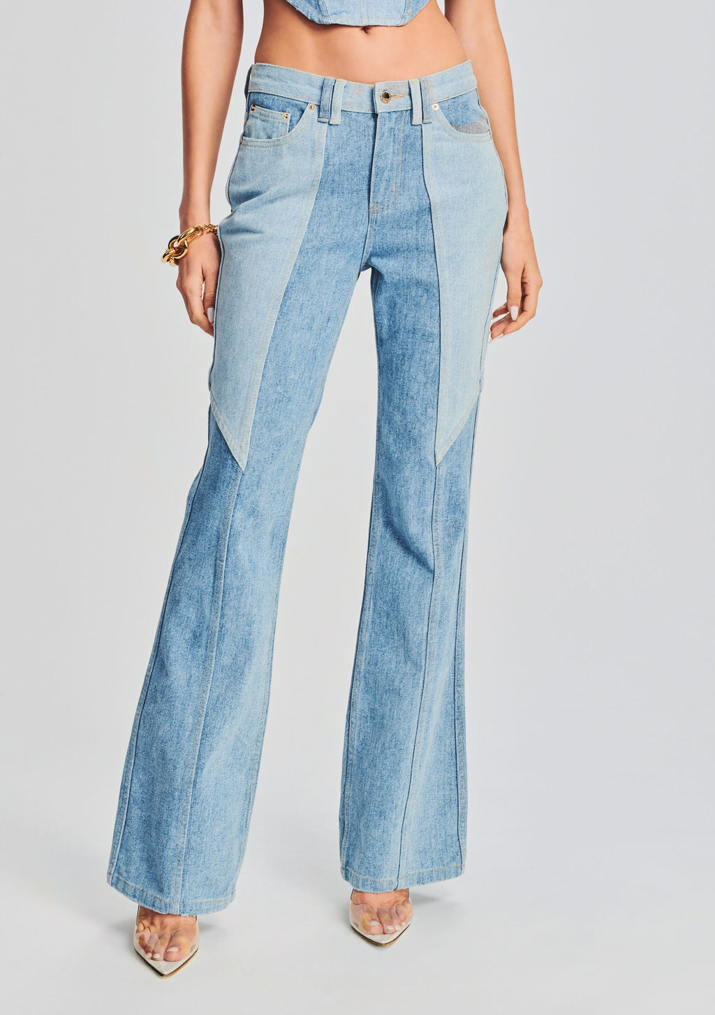 Rafael Patchwork Denim Jean by retrofête in Patchwork, product image 1