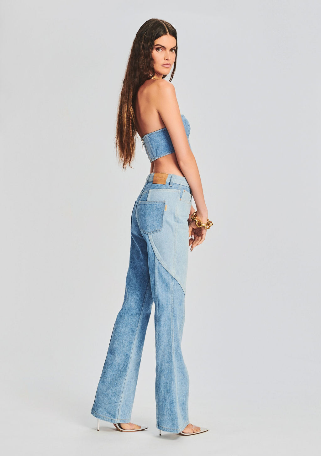 Enzo Denim Top by retrofête in Patchwork, product image 3