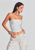 Debbi Strapless Top by SEROYA in Silver, product image 1