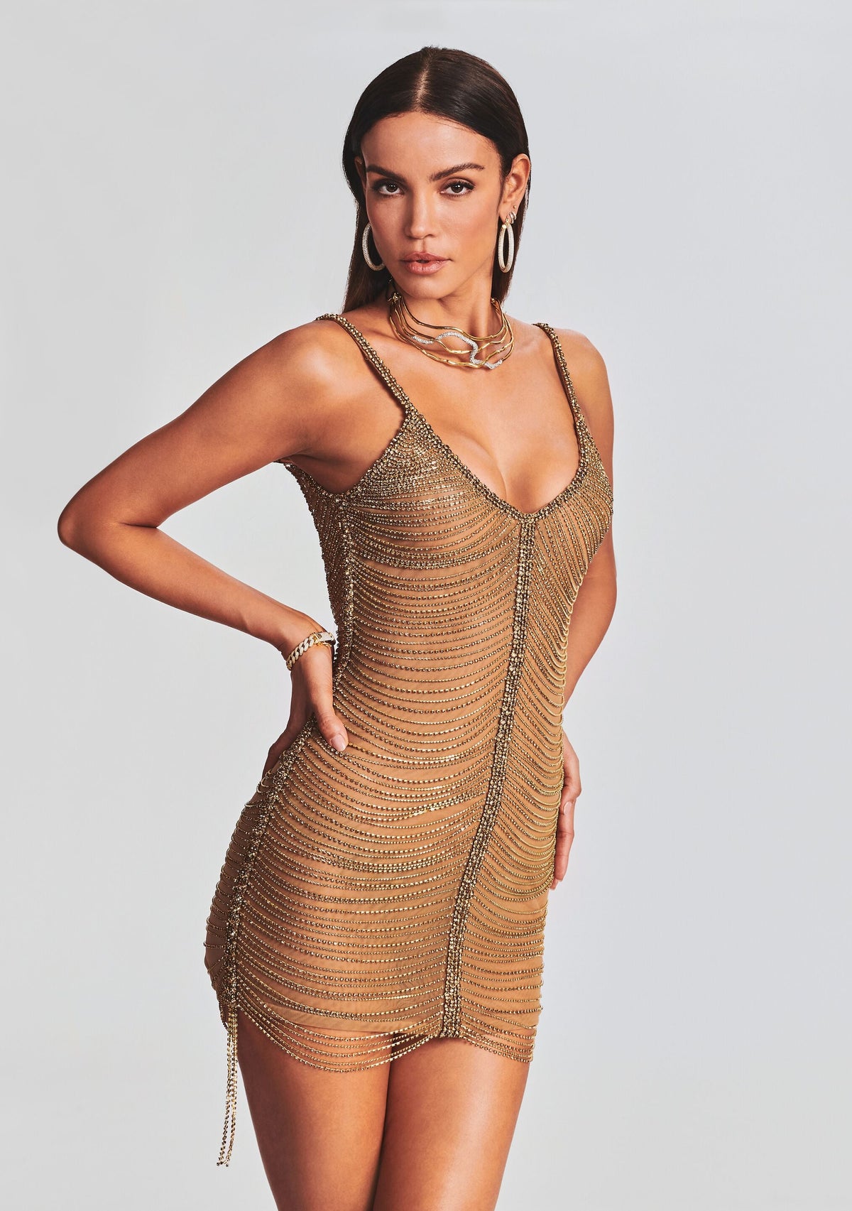 Irina Dress by retrofête in Nude/Gold, product image 5