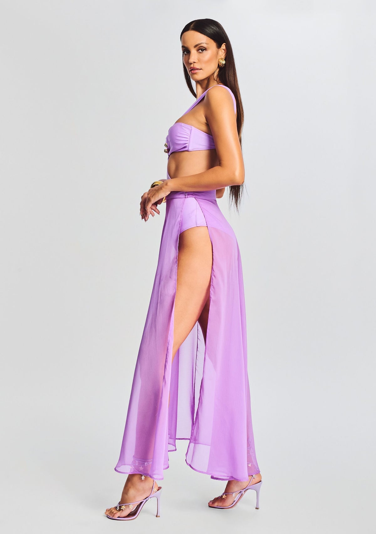 Alaia Long Slit Skirt by Shani Shemer in Lilac Purple, product image 3
