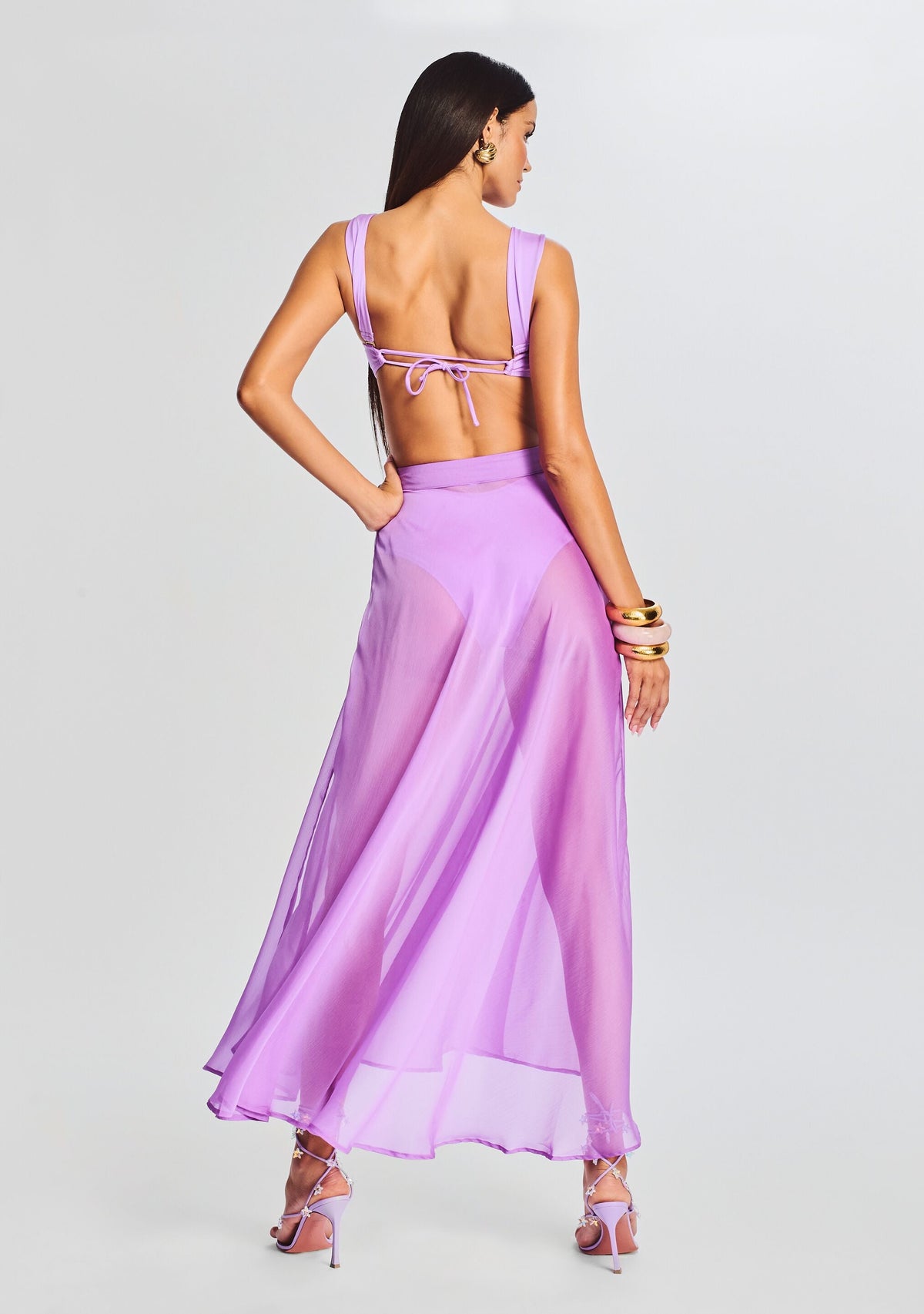 Alaia Long Slit Skirt by Shani Shemer in Lilac Purple, product image 4