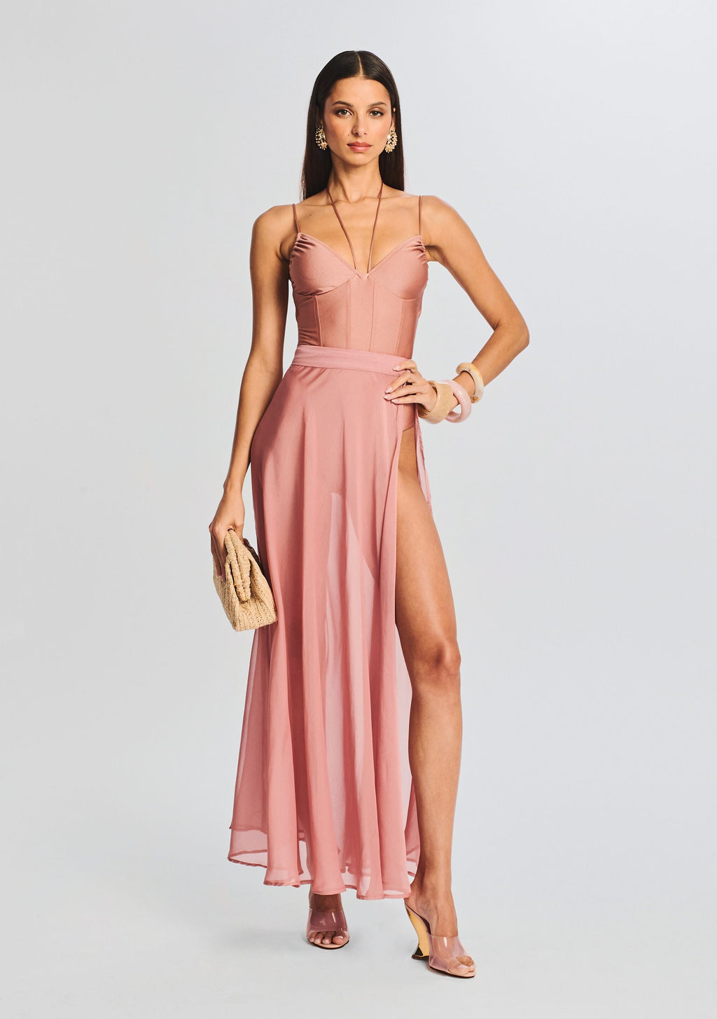 Alaia Long Slit Skirt by Shani Shemer in Coffee Cream, product image 5