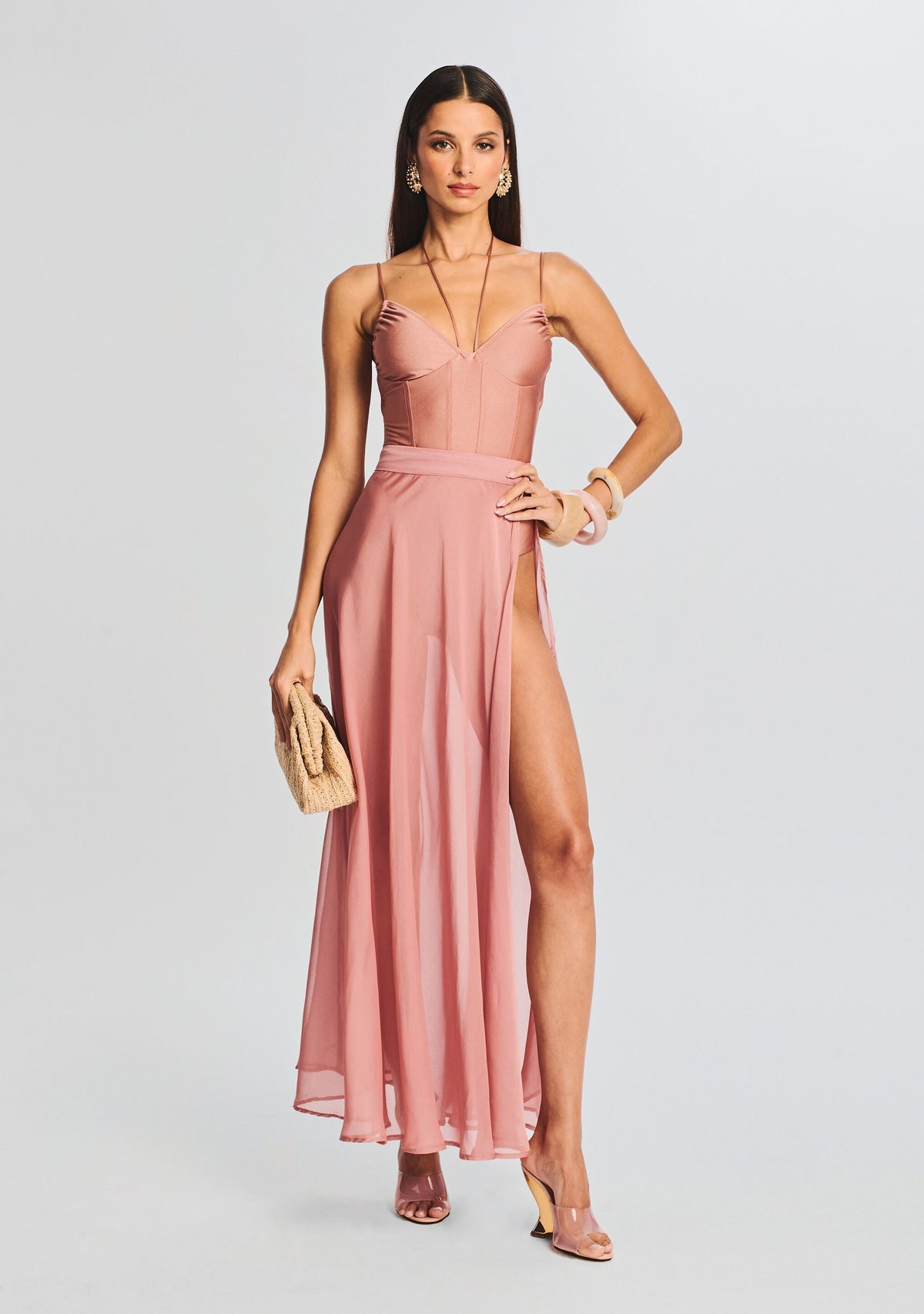 Alaia Long Slit Skirt by Shani Shemer in Coffee Cream, product image 5