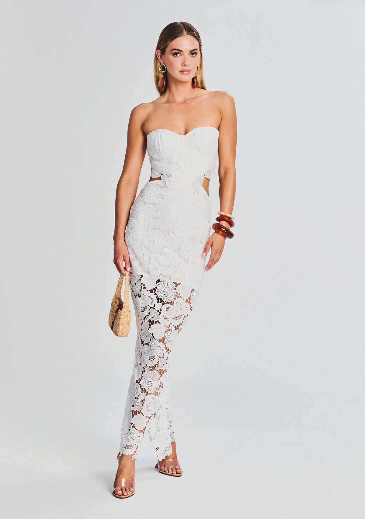 Eliza Lace Maxi Dress by Rococo Sand in White, product image 1