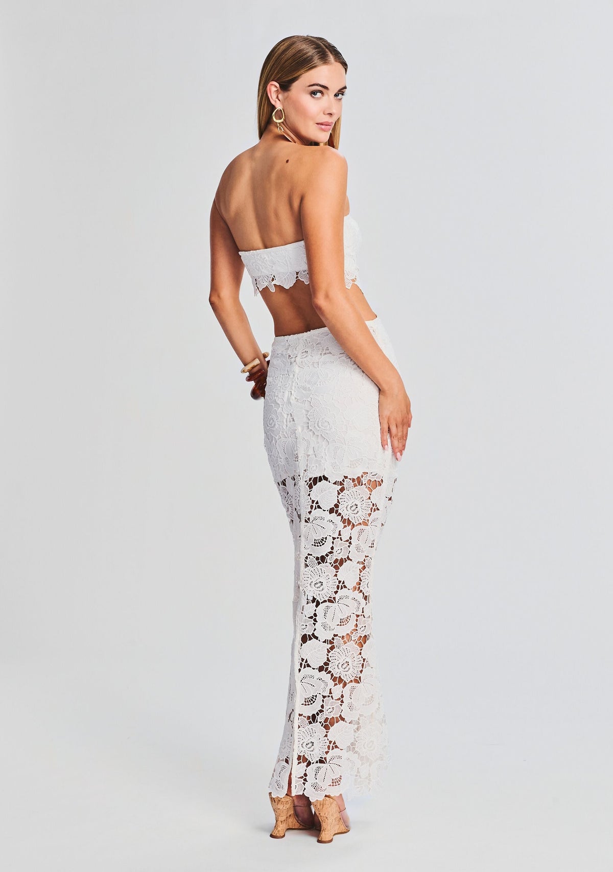 Eliza Lace Maxi Dress by Rococo Sand in White, product image 4