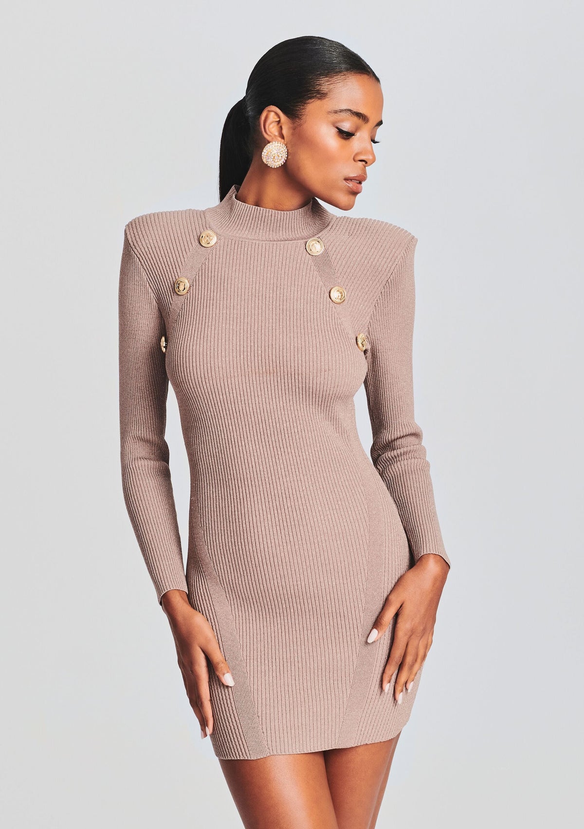 Aislinn Metallic Knit Dress by retrofête in Metallic Satellite, product image 2