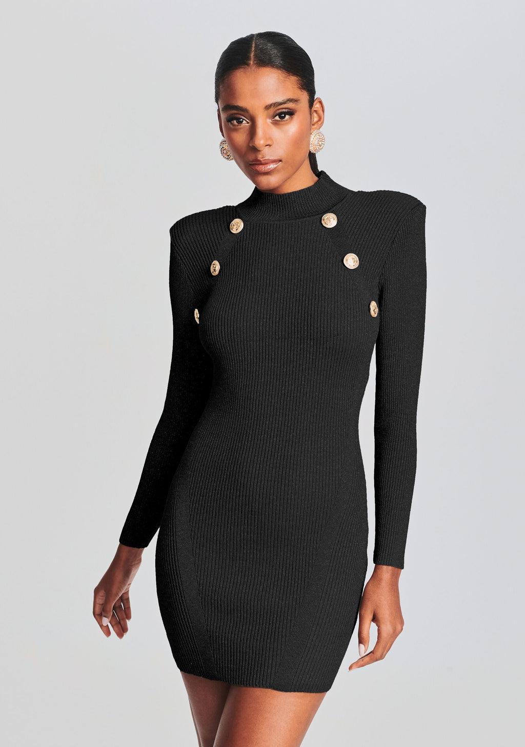 Aislinn Metallic Knit Dress by retrofête in Metallic Black, product image 2