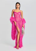 Alessandra Embellished Dress by retrofête in Knockout Pink, product image 1