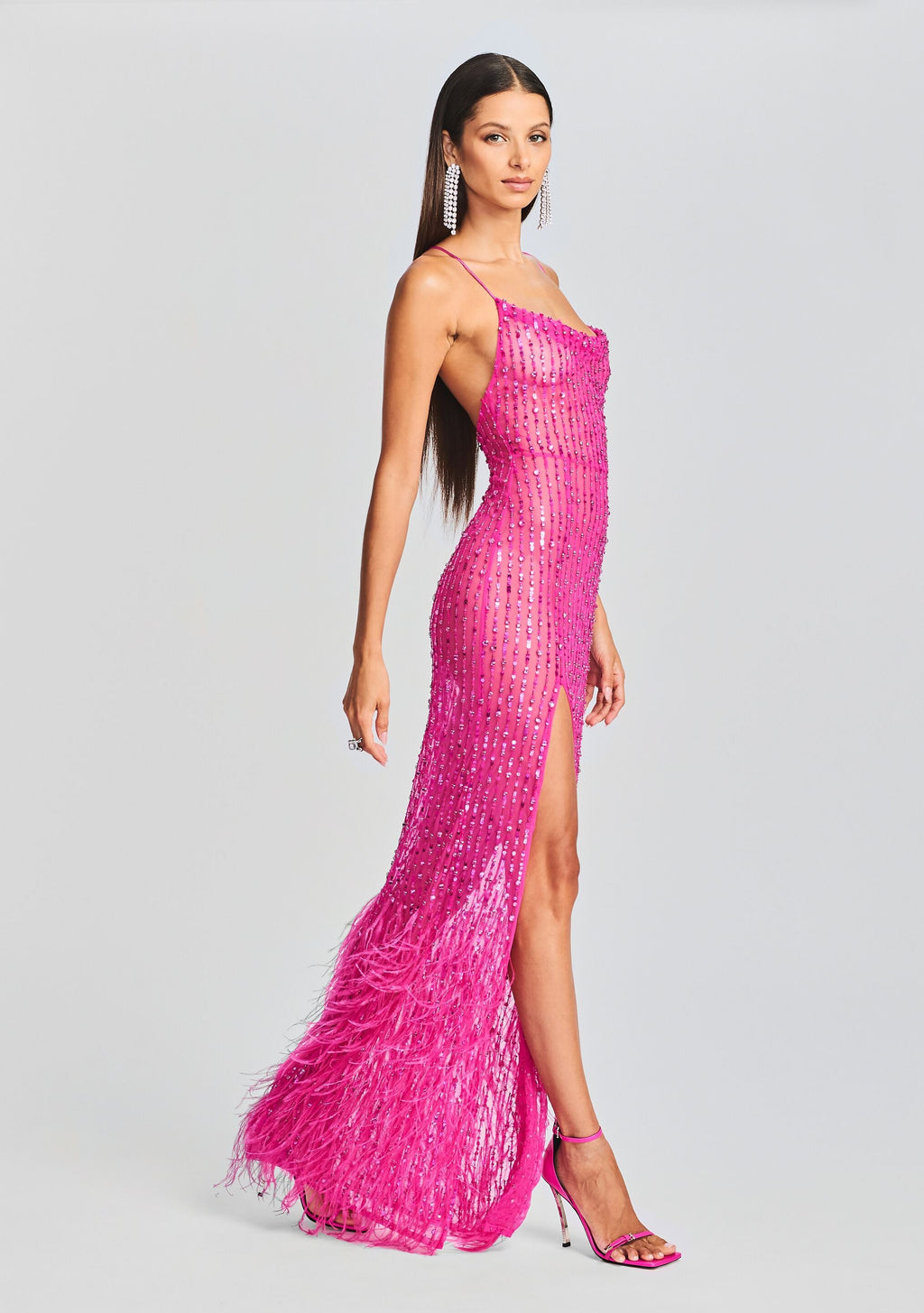 Alessandra Embellished Dress by retrofête in Knockout Pink, product image 3