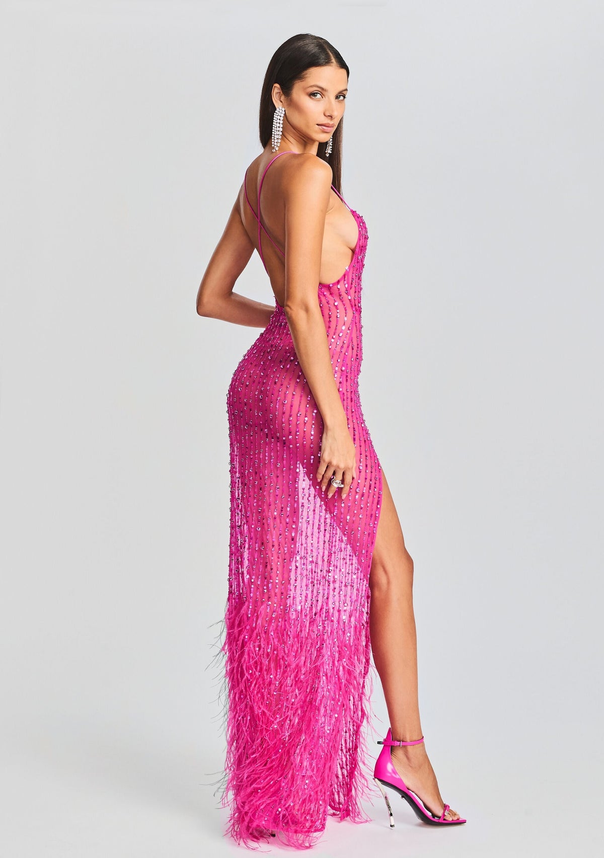 Alessandra Embellished Dress by retrofête in Knockout Pink, product image 4