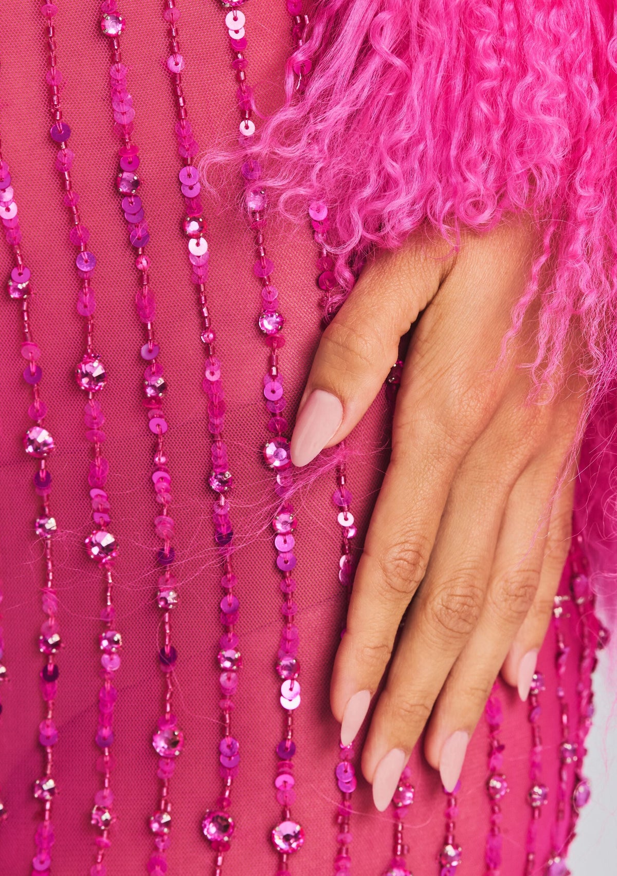 Alessandra Embellished Dress by retrofête in Knockout Pink, product image 2