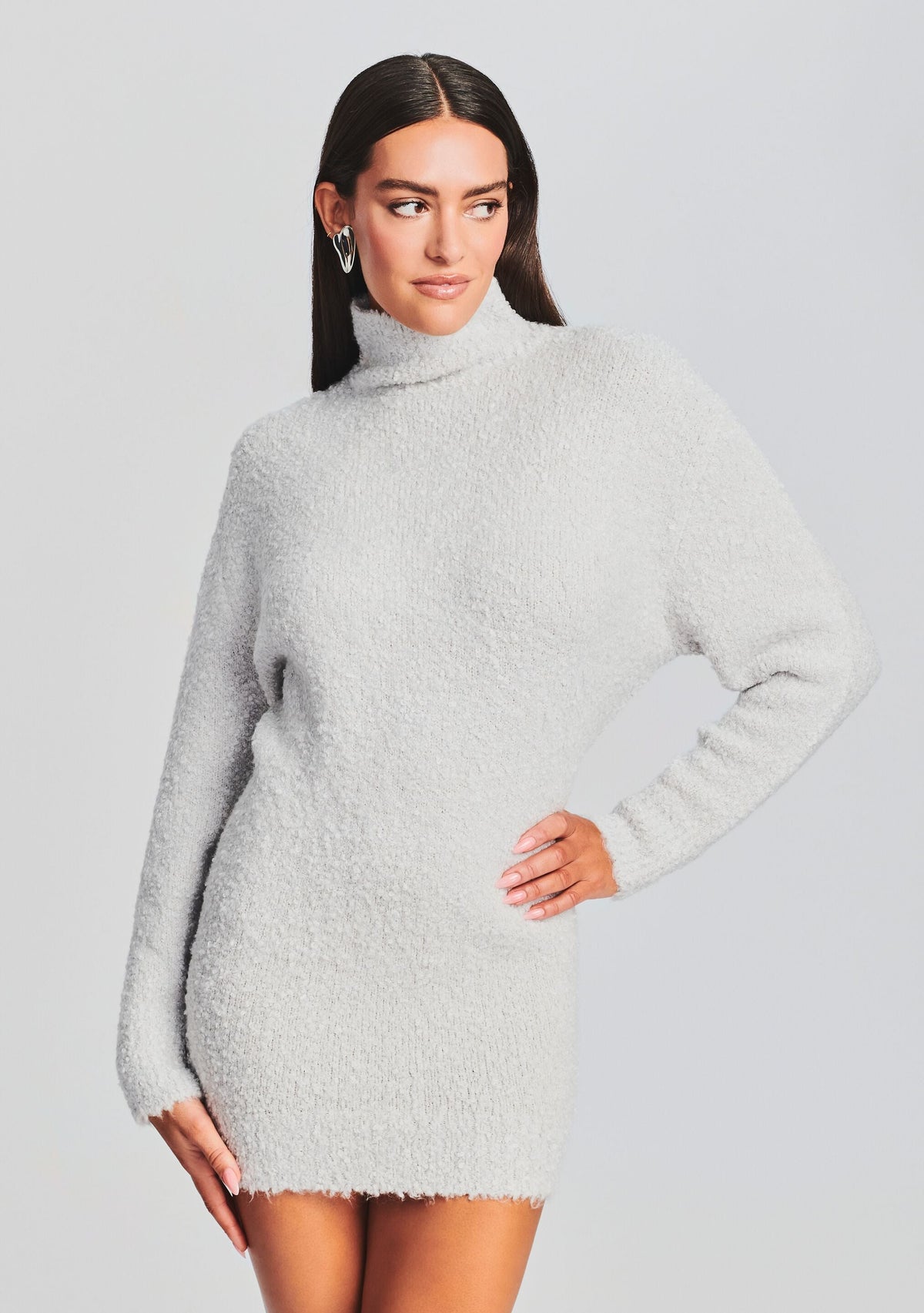 Charlie Sweater Dress by SEROYA in Silver, product image 2