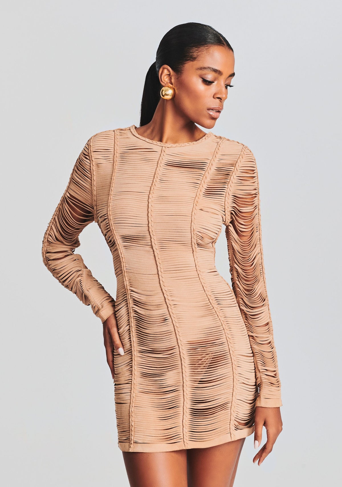 Ebony Suede Leather Dress by retrofête in Tannin, product image 2