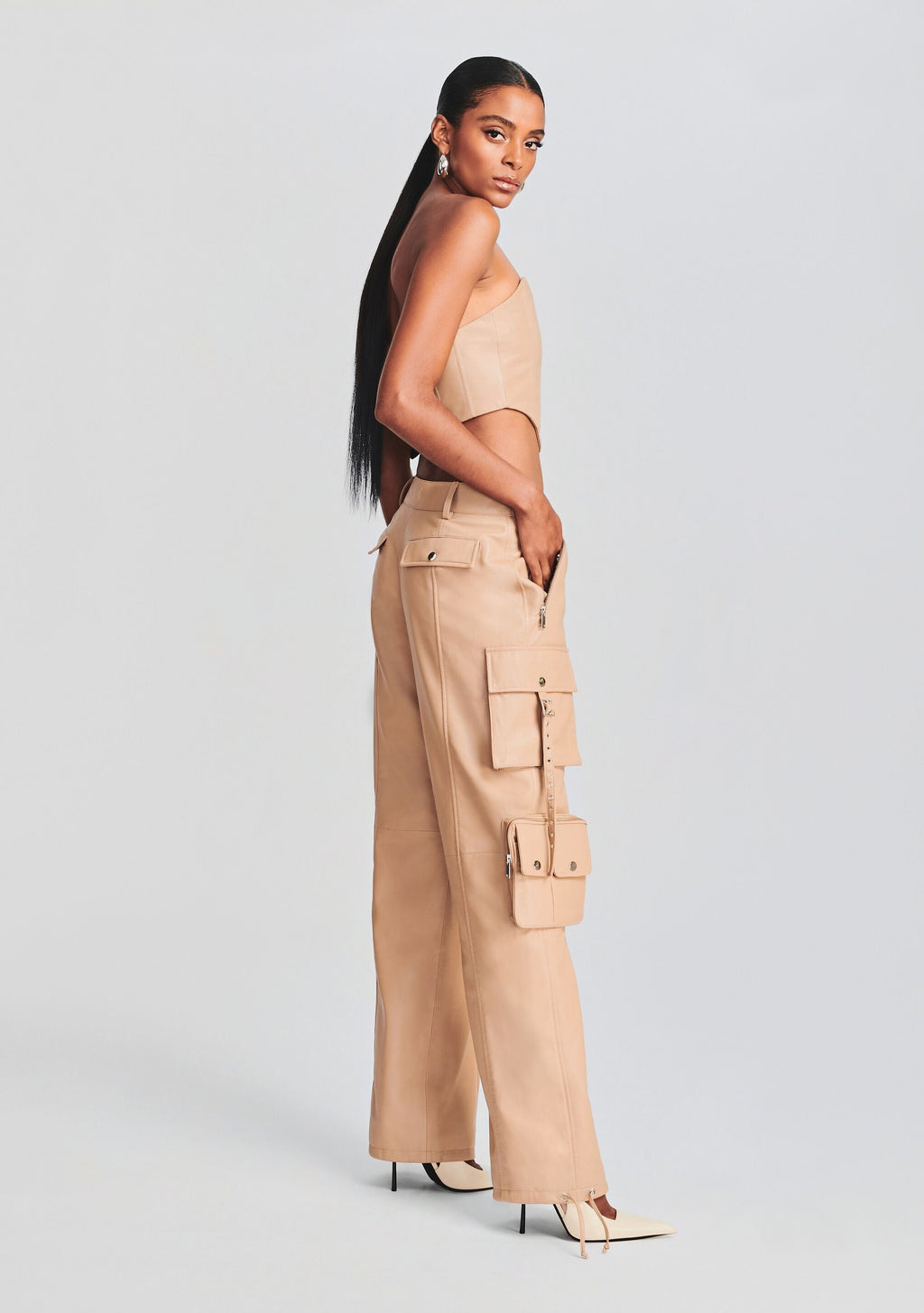 Honey Leather Pant by retrofête in Tannin, product image 3