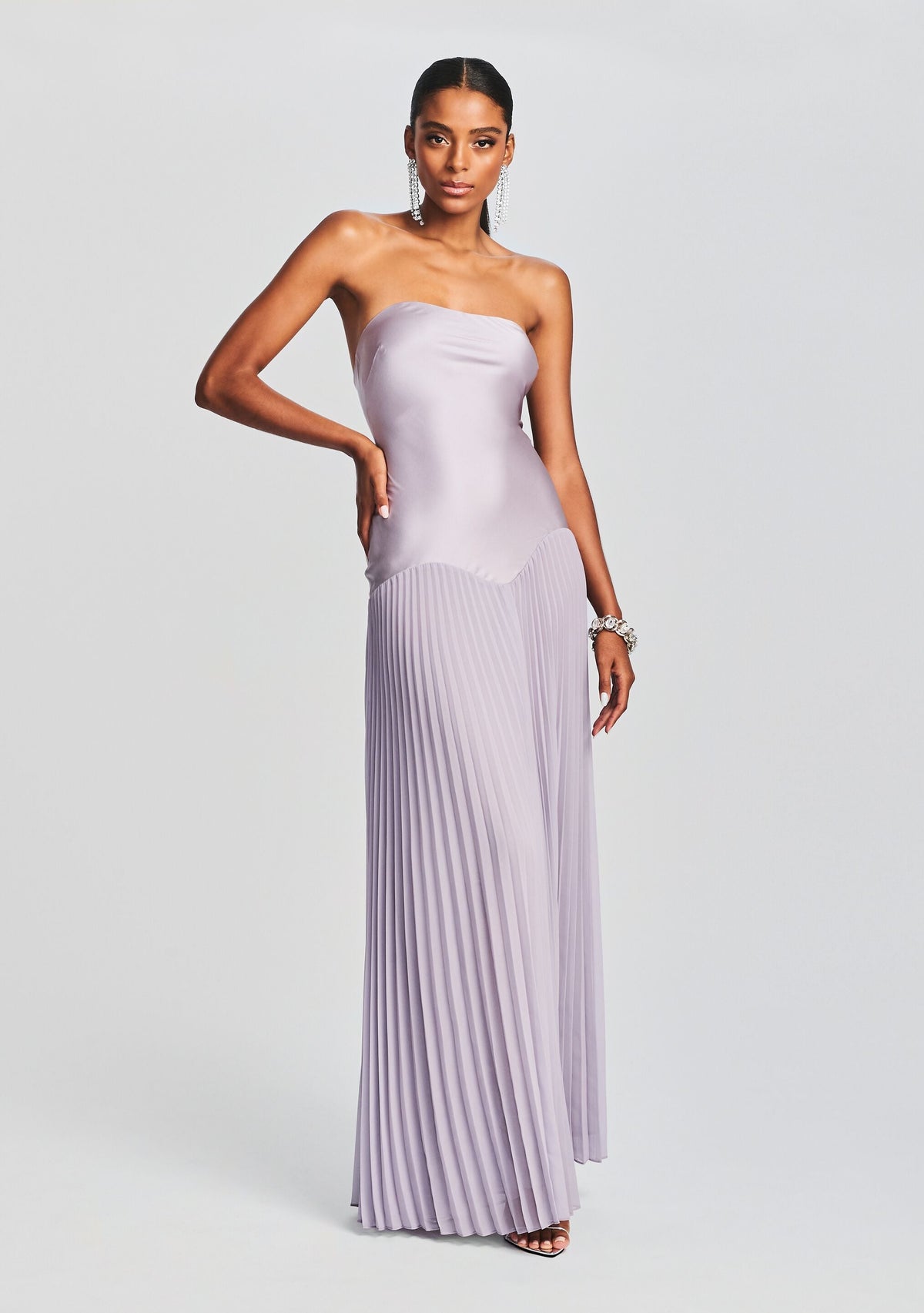 Genevieve Silk Dress by retrofête in Mink Grey, product image 1
