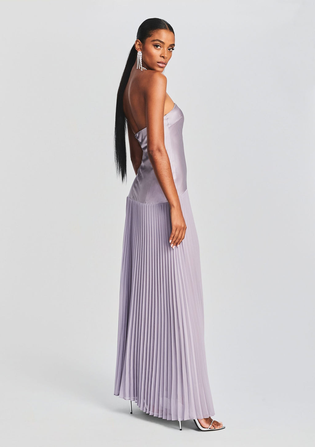 Genevieve Silk Dress by retrofête in Mink Grey, product image 3