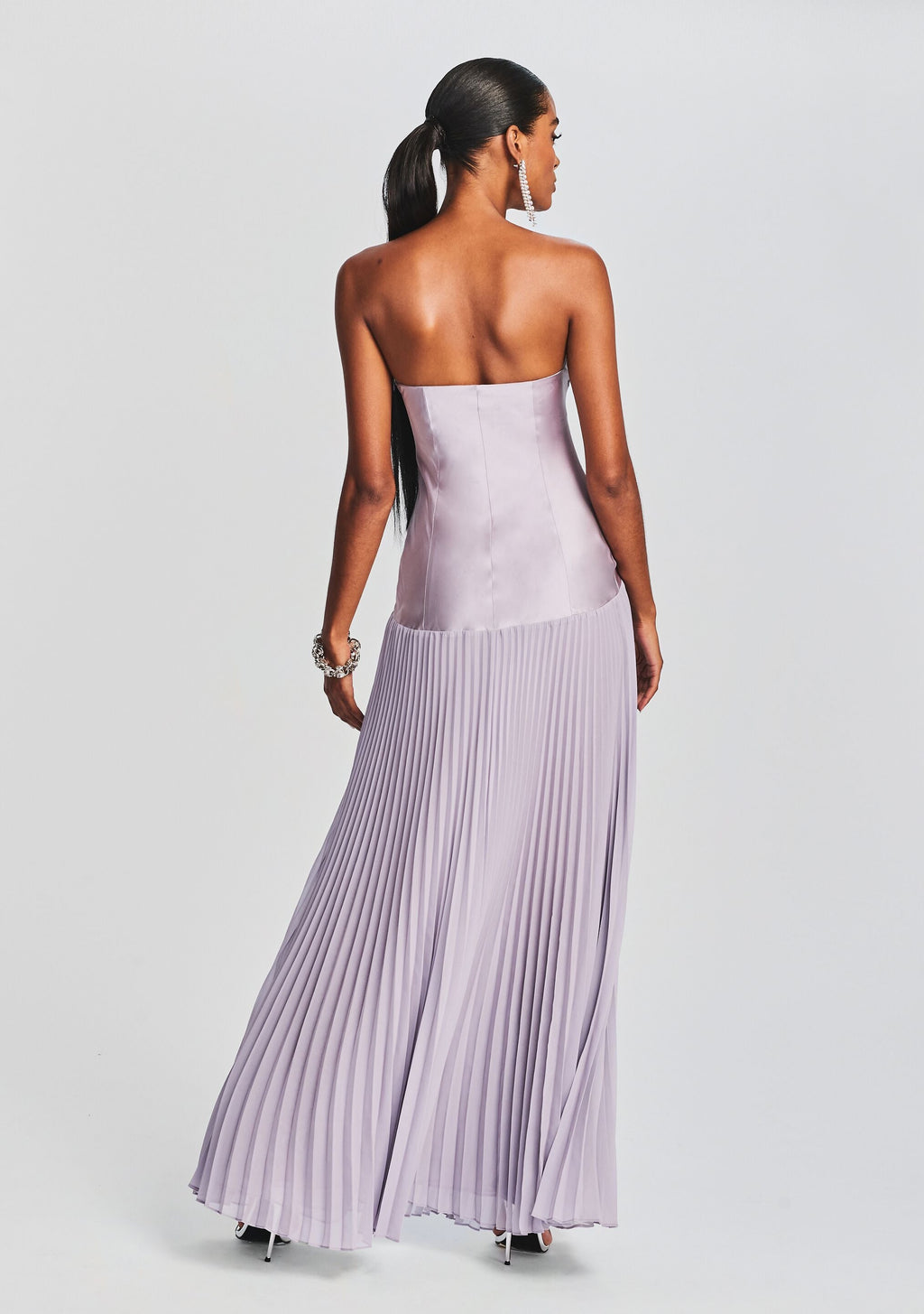 Genevieve Silk Dress by retrofête in Mink Grey, product image 4