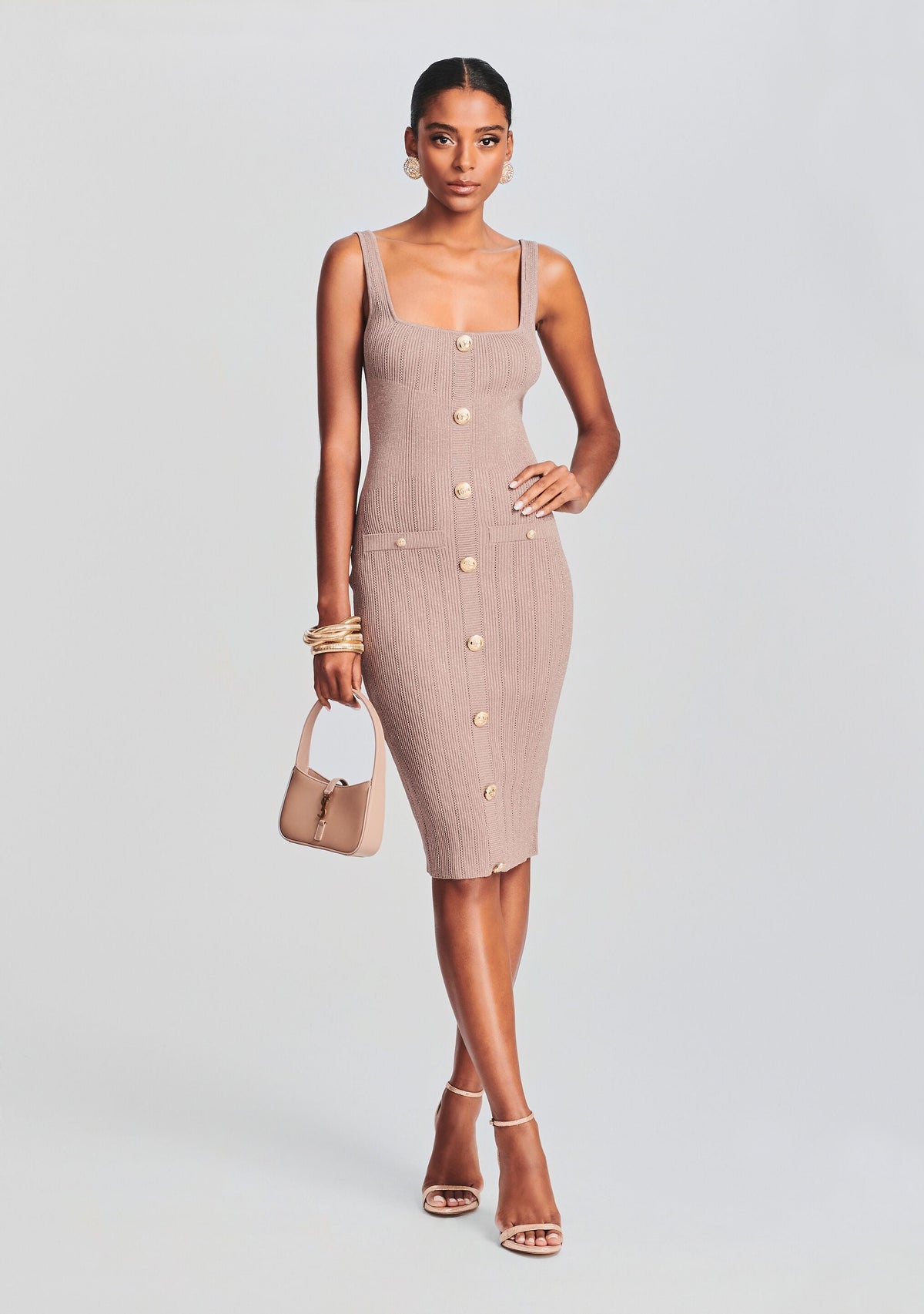 Laney Metallic Knit Dress by retrofête in Metallic Satellite, product image 5