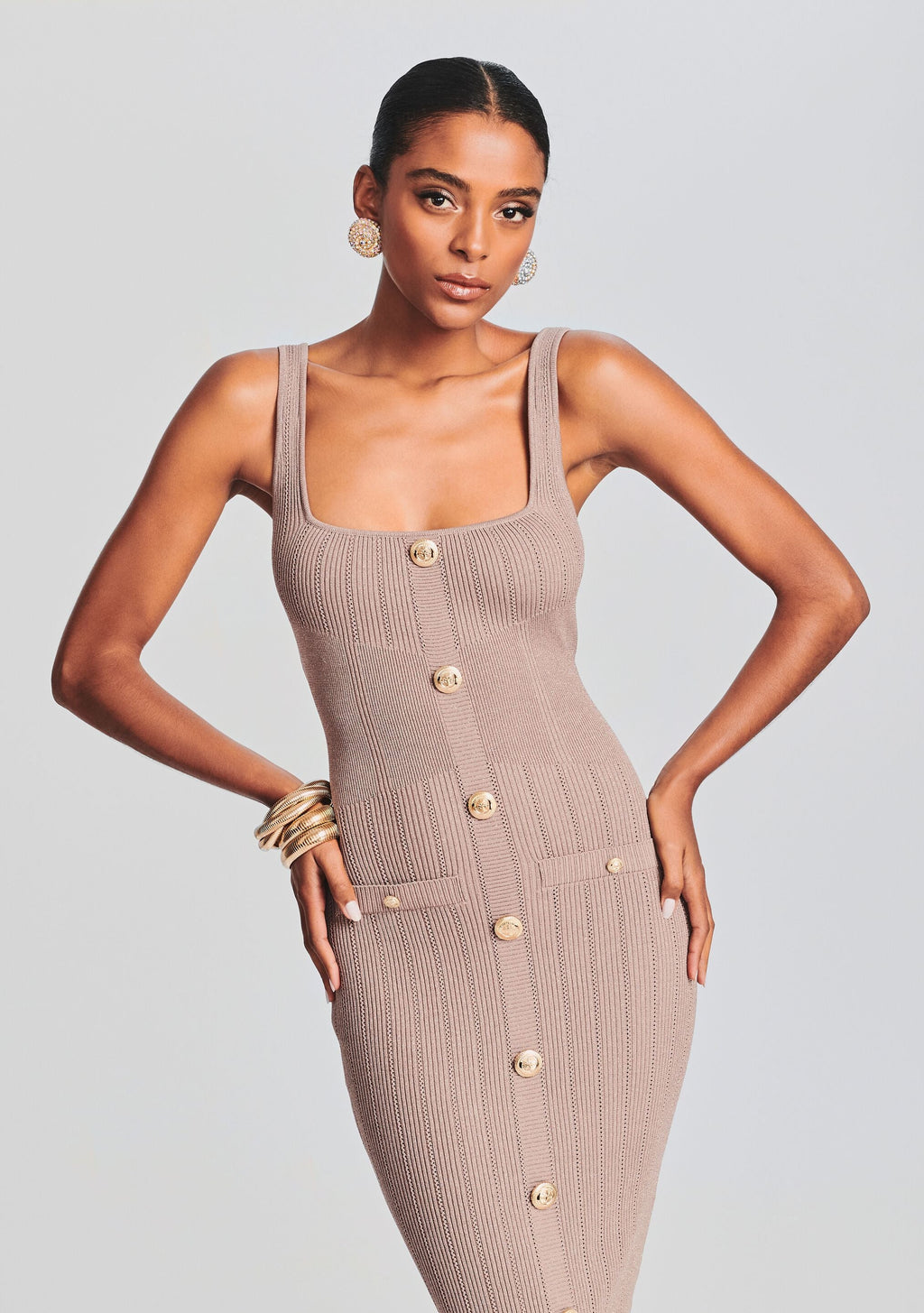 Laney Metallic Knit Dress by retrofête in Metallic Satellite, product image 2
