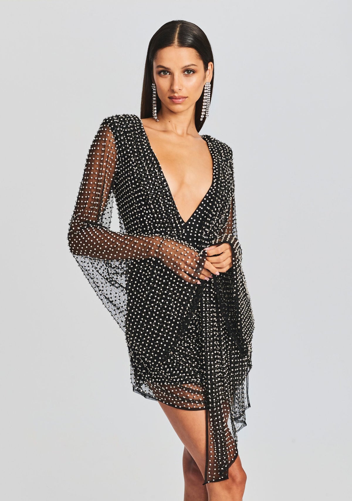 Opal Crystal Embellished Dress by Retrofête X May Mashiah in Black with Silver, product image 5