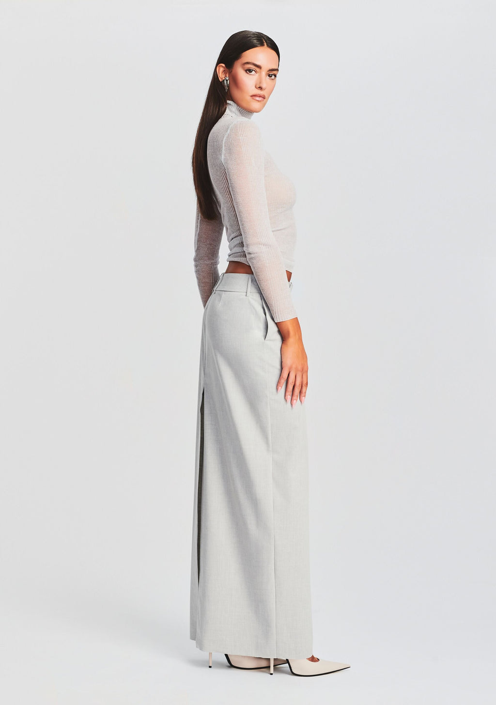 Maeve Maxi Skirt by SEROYA in Silver, product image 3