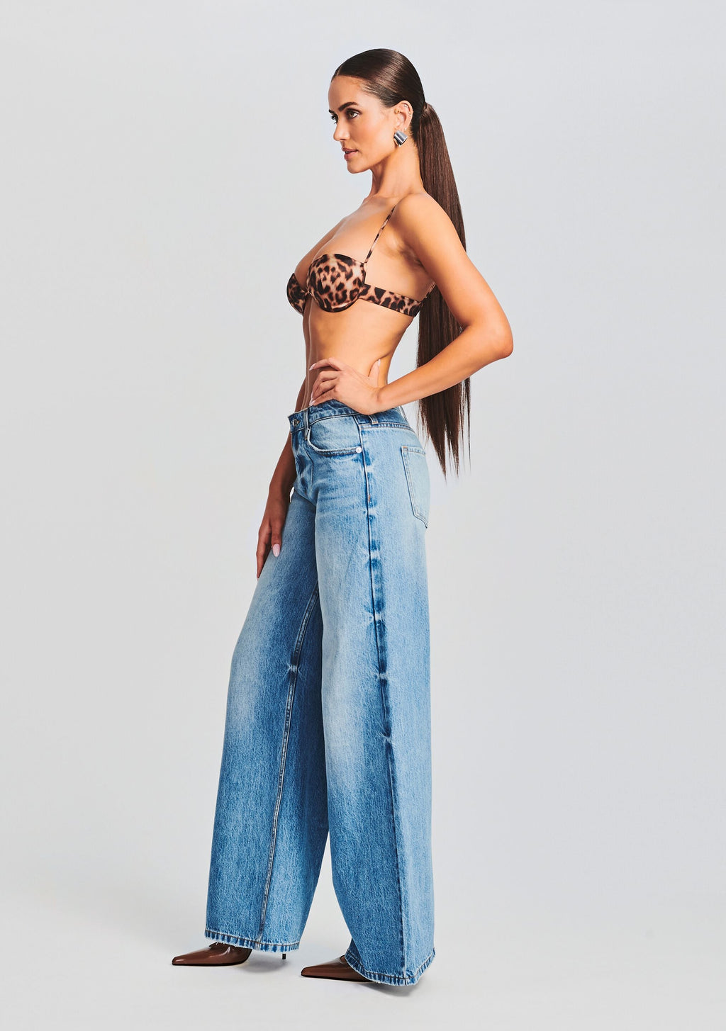Monet Silk Bra by SEROYA in Brown Leopard, product image 3