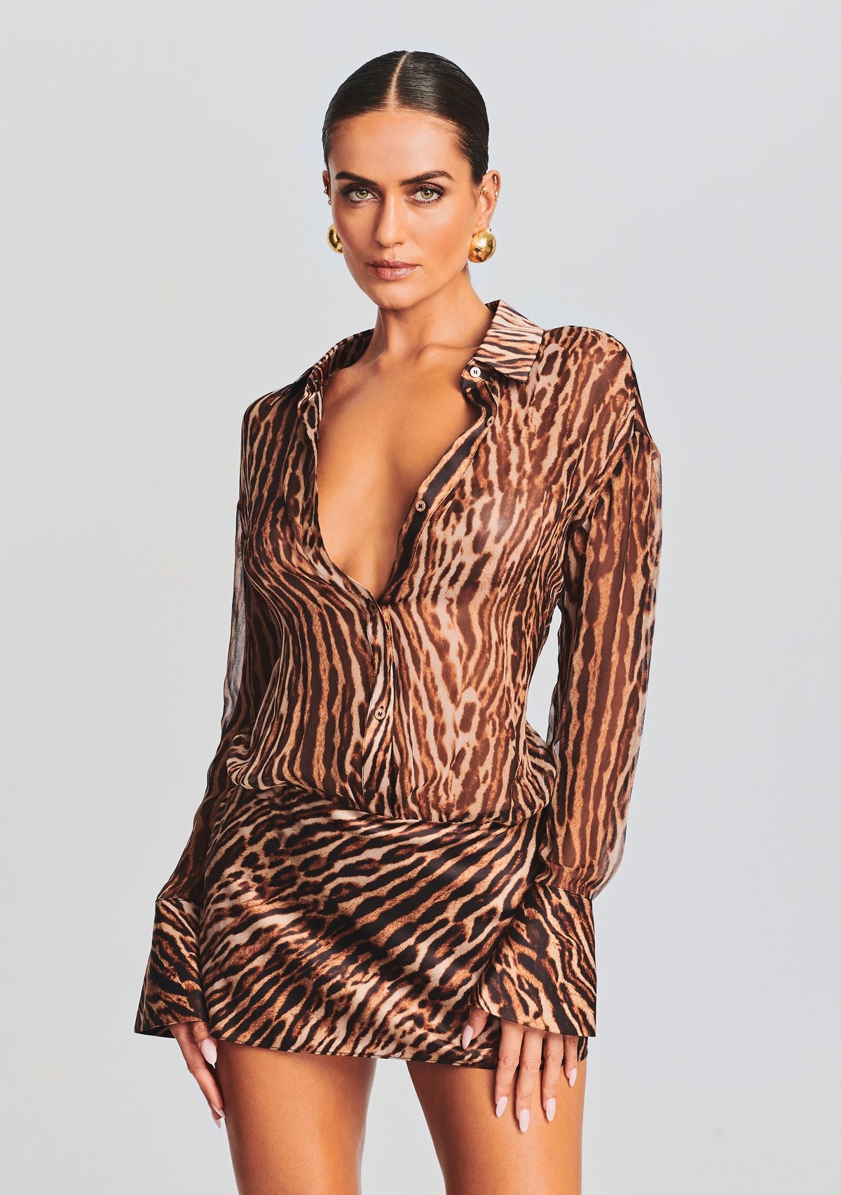 Roxanne Dress by SEROYA in Tan Ocelot, product image 2