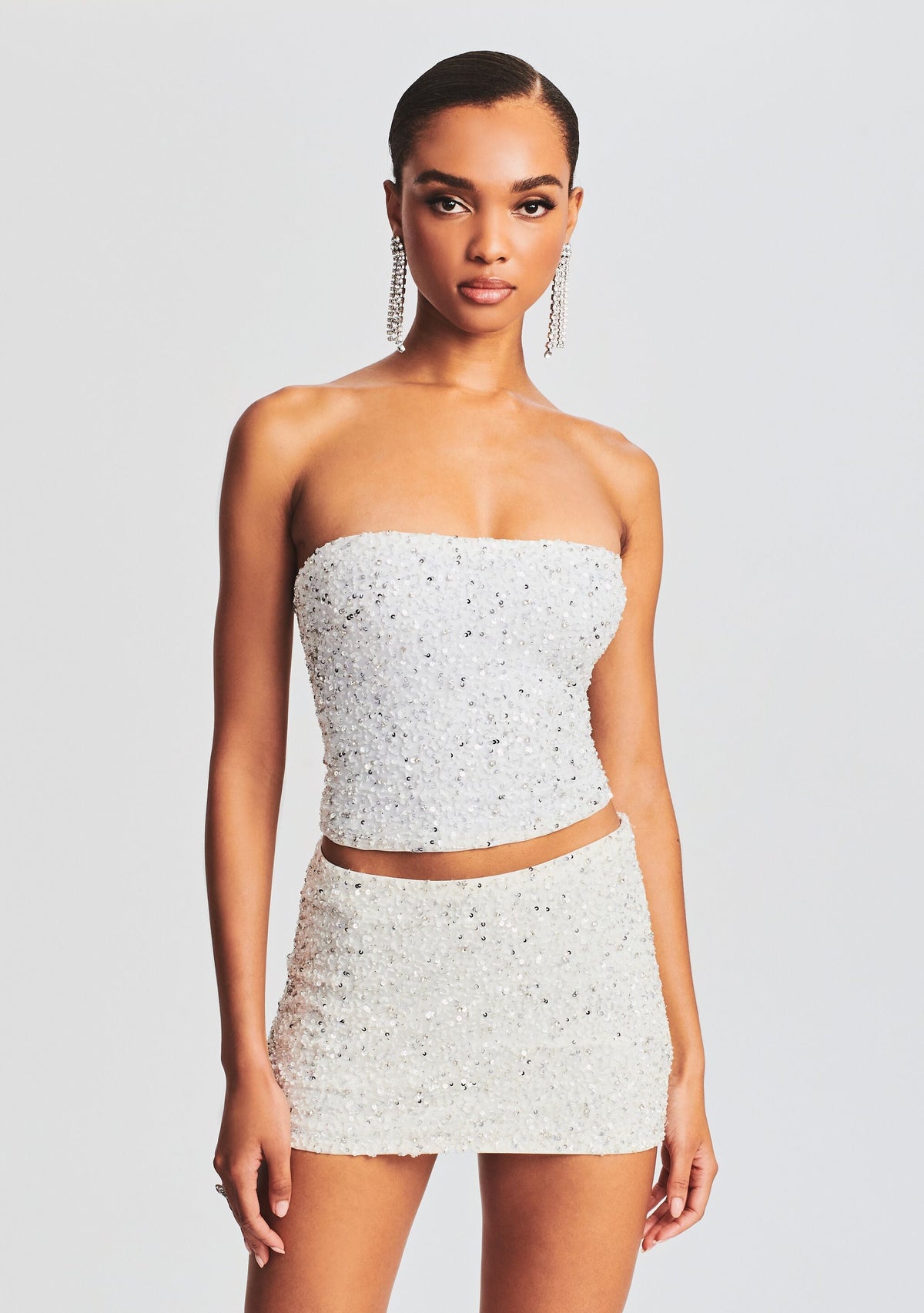 Kala Sequin Top by retrofête in Silver/White, product image 1