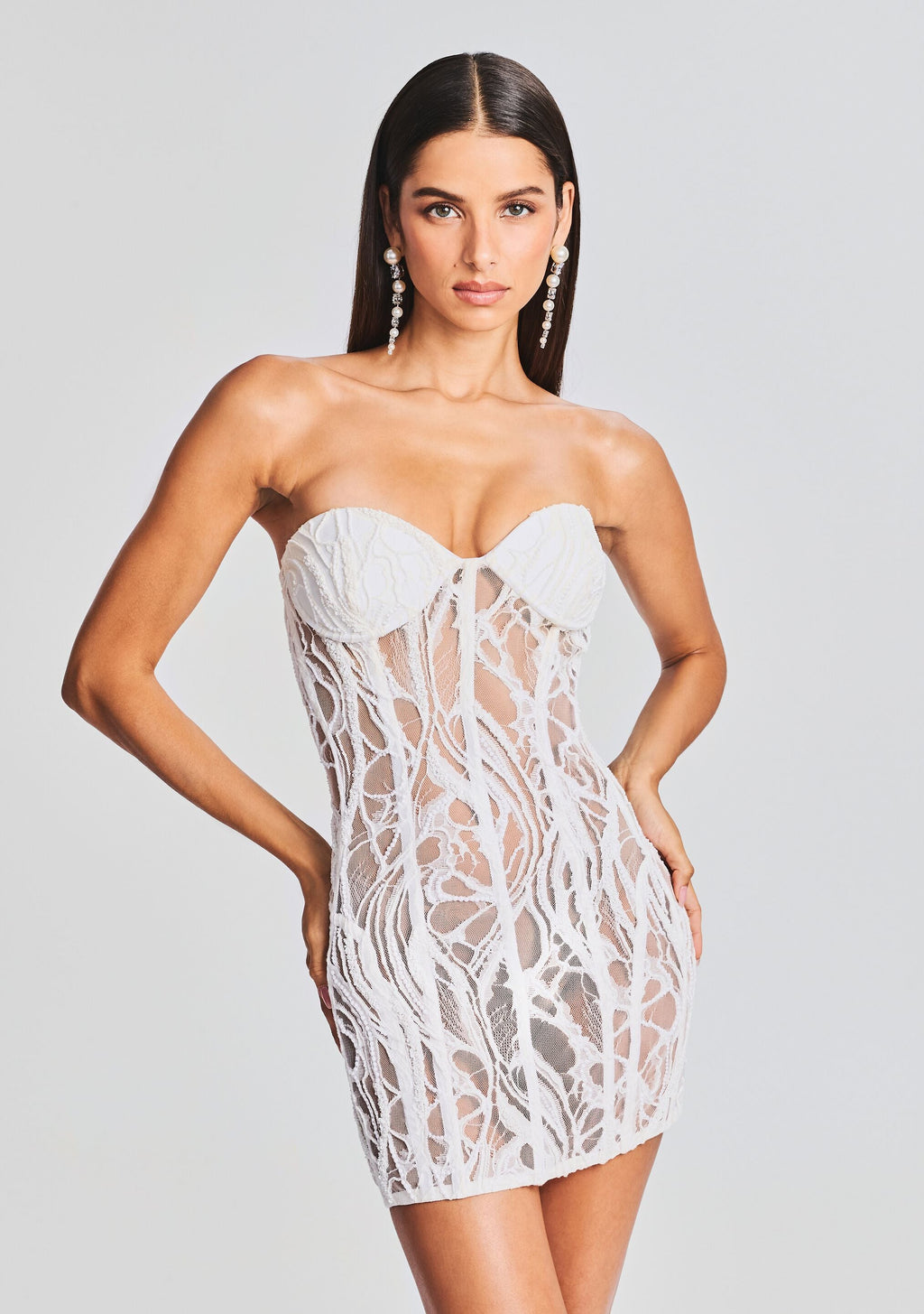 Bryson Embellished Lace Dress by retrofête in White, product image 5