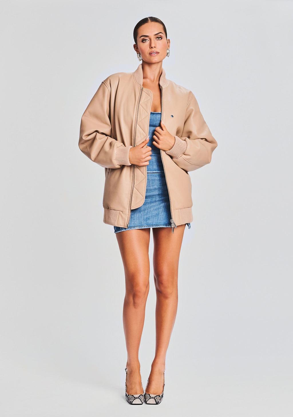 Halle Leather Jacket by retrofête in Tannin, product image 2