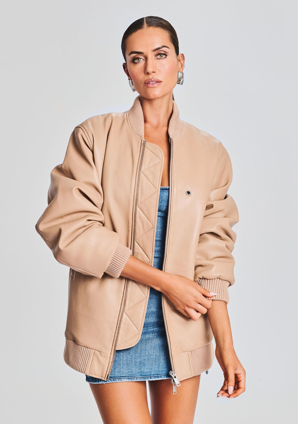 Halle Leather Jacket by retrofête in Tannin, product image 1
