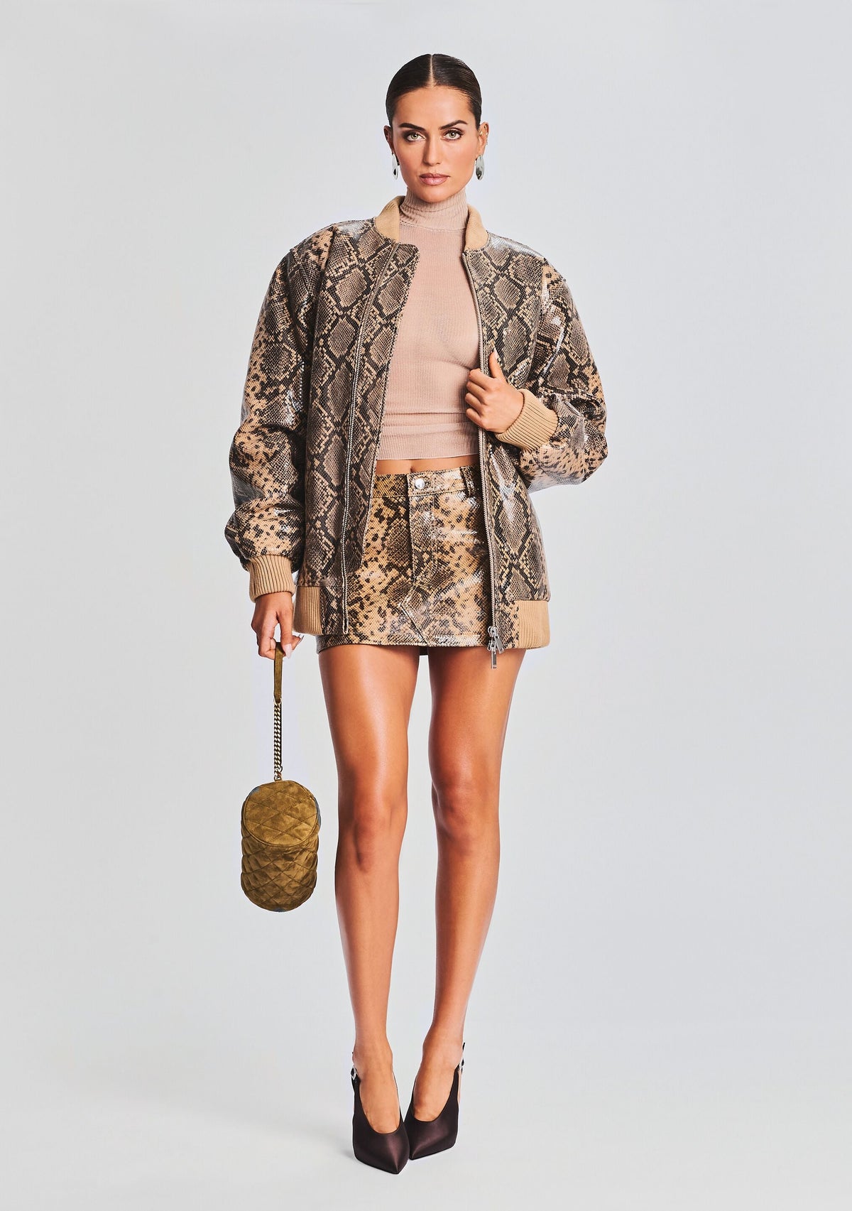 Halle Leather Jacket by retrofête in Tannin Snake, product image 2