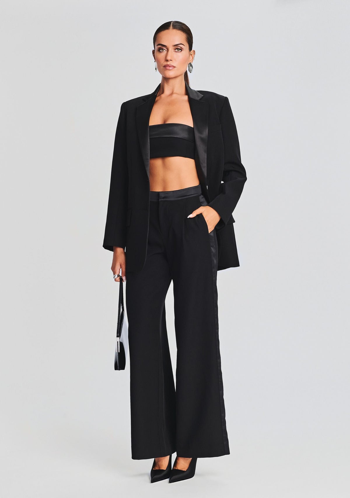Natal Blazer by retrofête in Black w/ Satin, product image 2