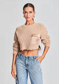 Mid Cropped Devin Sweater by SEROYA in Tan, product image 1