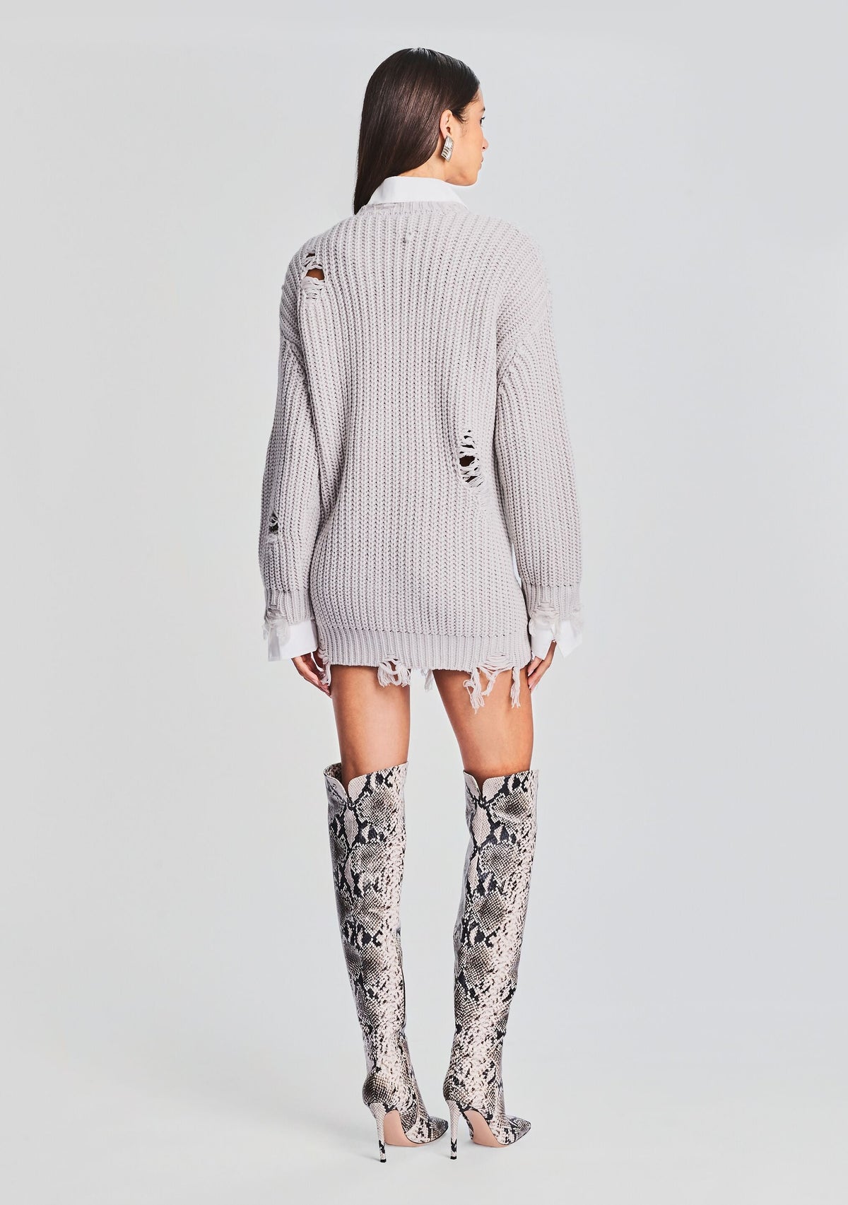 Chloe Sweater Dress by SEROYA in Silver, product image 4