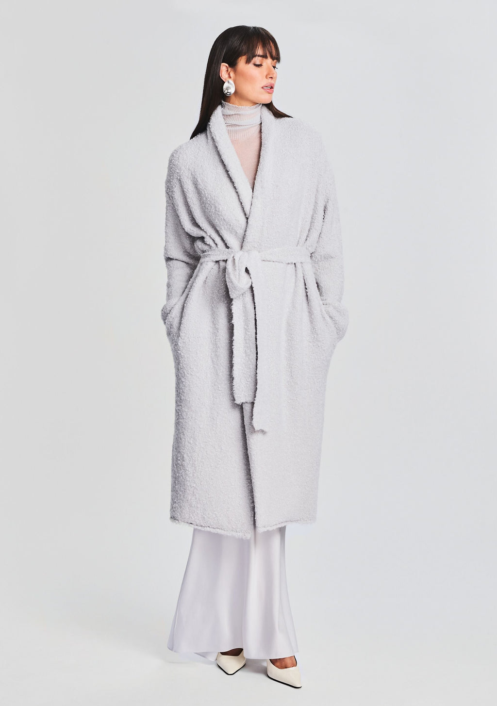 Reed Boucle Cardigan by SEROYA in Silver, product image 1