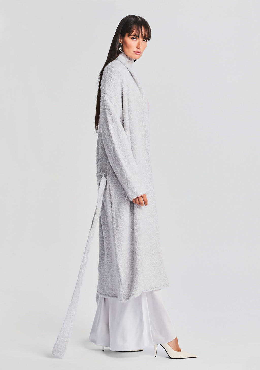 Reed Boucle Cardigan by SEROYA in Silver, product image 3