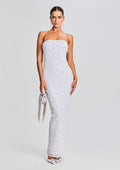 Riverly Sequin Dress by retrofête in Silver White, product image 1