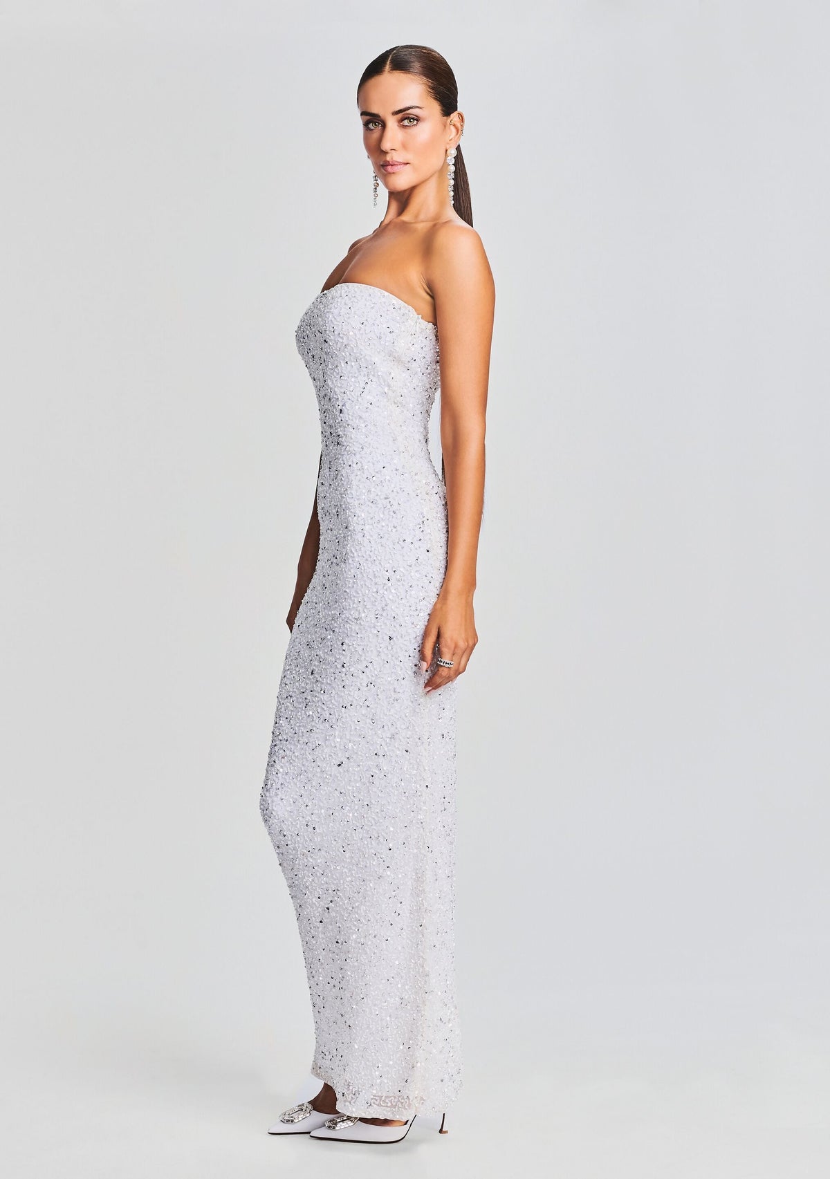 Riverly Sequin Dress by retrofête in Silver White, product image 3