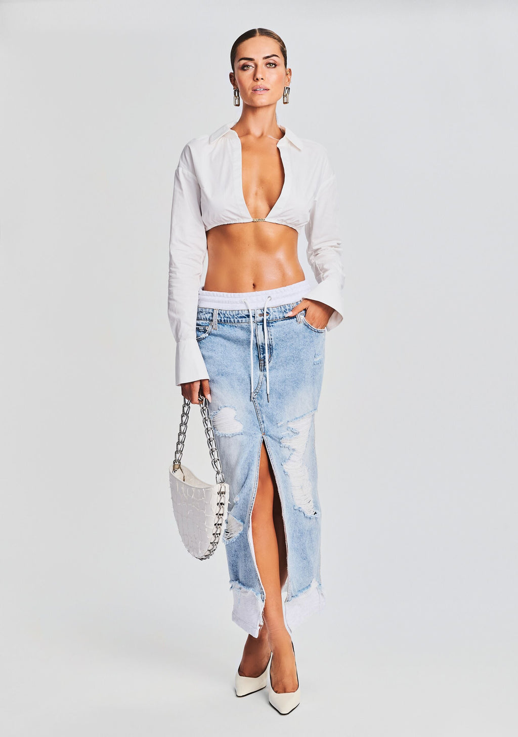Calla Maxi Skirt by SEROYA in Tidal, product image 5