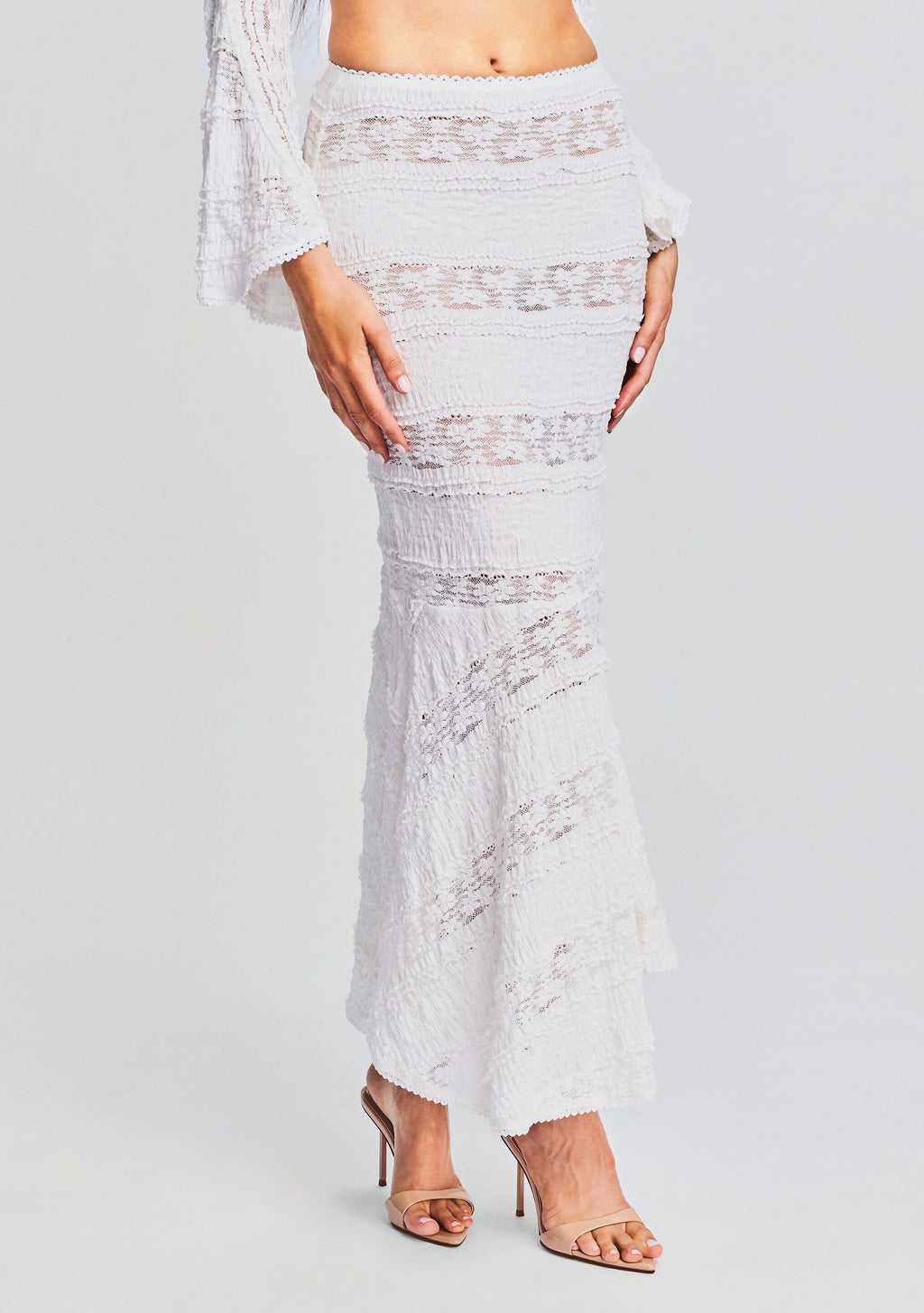 Shir Long Skirt by Charo Ruiz in White Sa Punta, product image 1