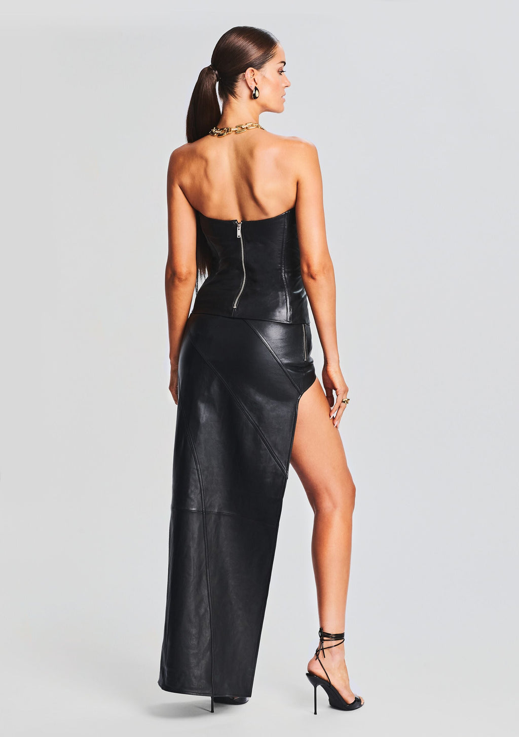 Veda Leather Top by retrofête in Black, product image 4