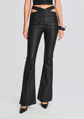 Sloane Coated Denim Flare Jean by SEROYA in Coated Black, product image 1