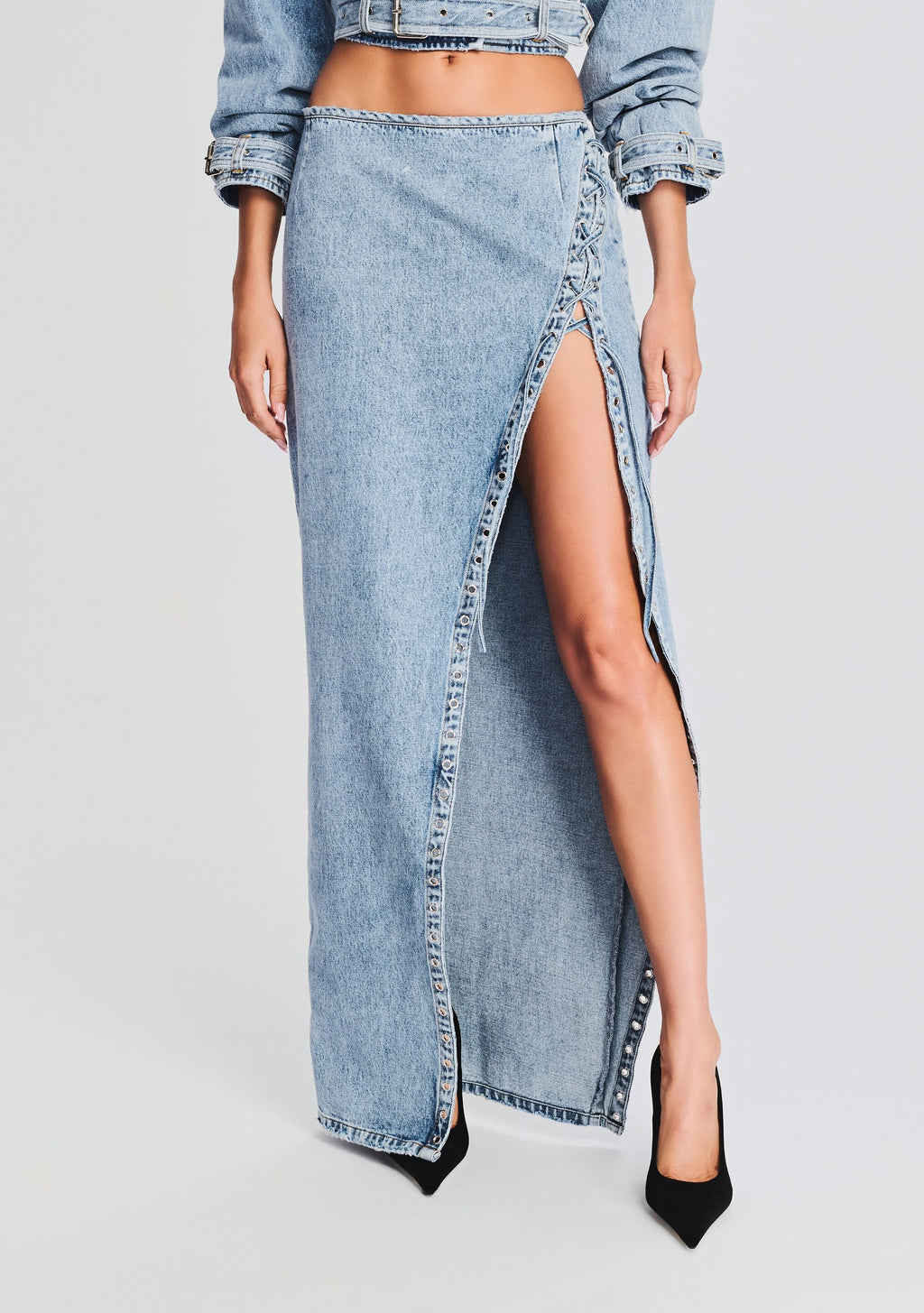 Zahlia Denim Skirt by retrofête in Alani, product image 1